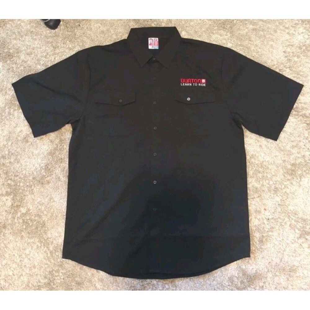 Burton Snowboarding Learn To Ride Button Up Garage Mechanic Shirt Black Mens XXL